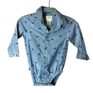 Carters Just One You Blue Elephant Button Up 18M
